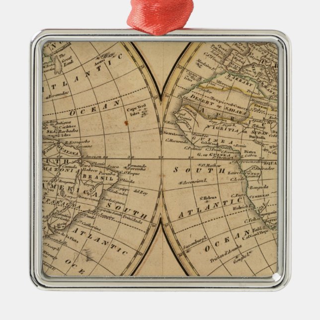Ornamento De Metal Mapa do mundo 3 (Frente)