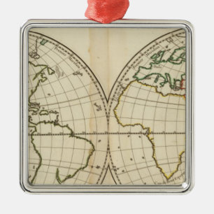Ornamento De Metal Mapa do mundo com latitude e Longititude