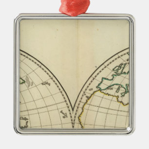 Ornamento De Metal Mapa do mundo com latitude e Longititude