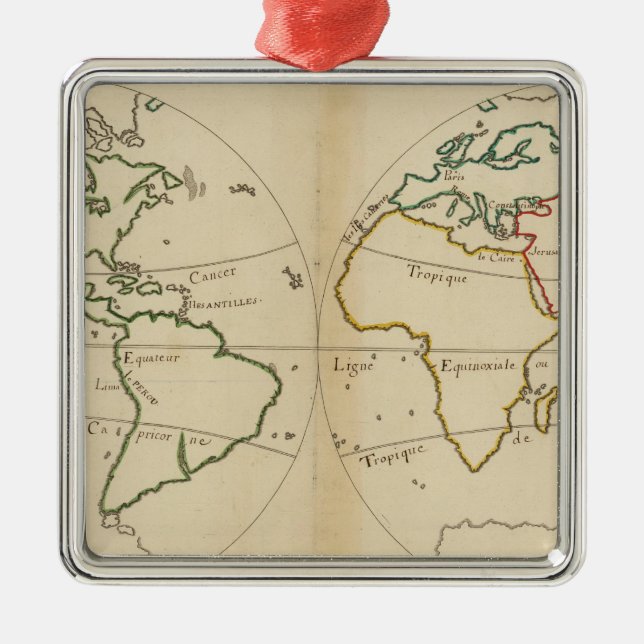 Ornamento De Metal Mapa do mundo com trópicos (Frente)