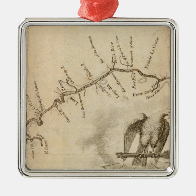 Ornamento De Metal Mapa do Rio Mississippi (Frente)