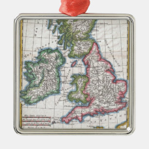 Ornamento De Metal Mapa do vintage das ilhas britânicas (1780)