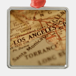 Ornamento De Metal Mapa do vintage de LOS ANGELES