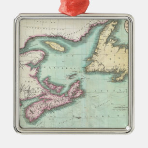 Ornamento De Metal Mapa do vintage de Nova Escócia e de Terra Nova