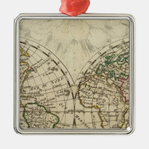 Ornamento De Metal Mapa dobro do hemisfério