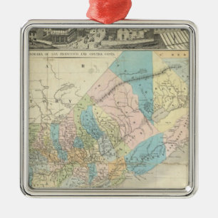 Ornamento De Metal Mapa dos Estados da Califórnia