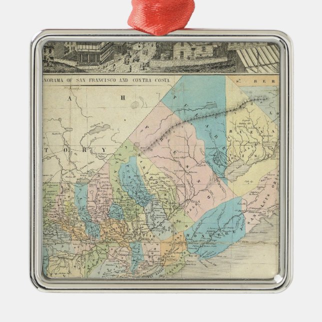 Ornamento De Metal Mapa dos Estados da Califórnia (Frente)