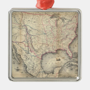 Ornamento De Metal Mapa Dos Estados Unidos