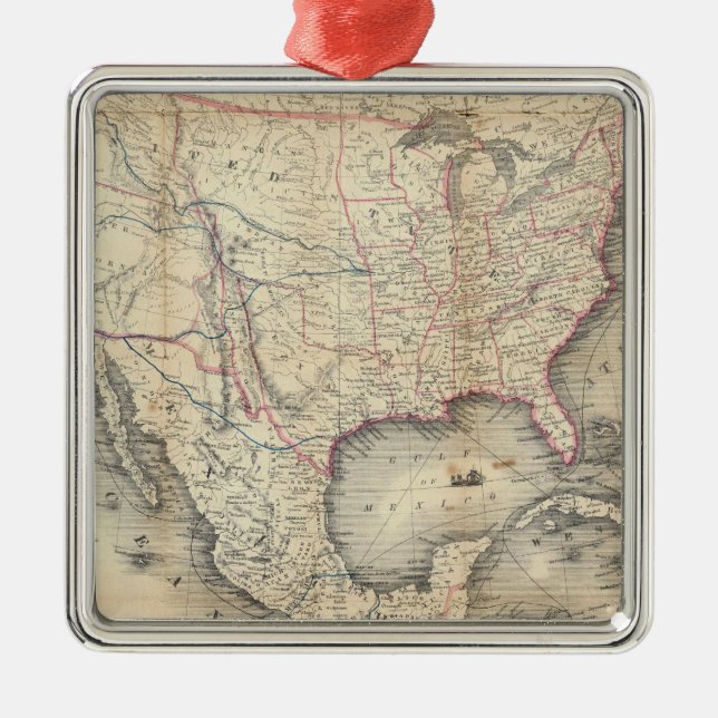 Ornamento De Metal Mapa Dos Estados Unidos (Frente)