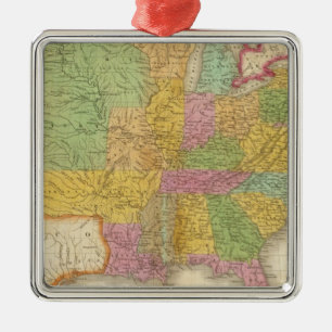 Ornamento De Metal Mapa dos Estados Unidos