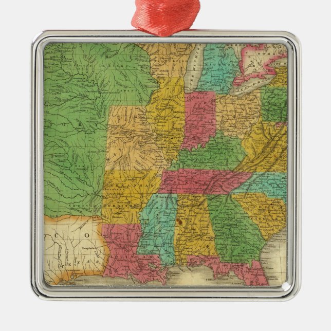 Ornamento De Metal Mapa dos Estados Unidos (Frente)