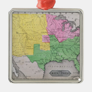 Ornamento De Metal Mapa dos Estados Unidos