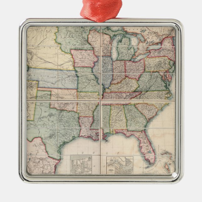 Ornamento De Metal Mapa dos Estados Unidos 3 (Frente)