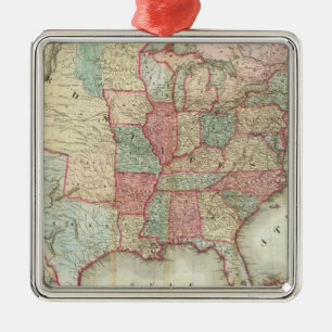 Ornamento De Metal Mapa dos Estados Unidos da América
