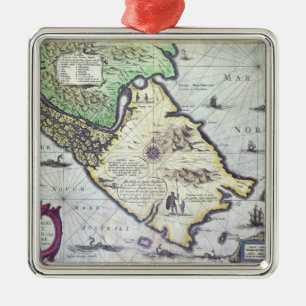 Ornamento De Metal Mapa dos passos de Magellan, Patagonia