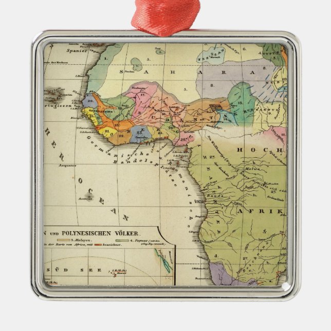 Ornamento De Metal Mapa etnográfico da África (Frente)