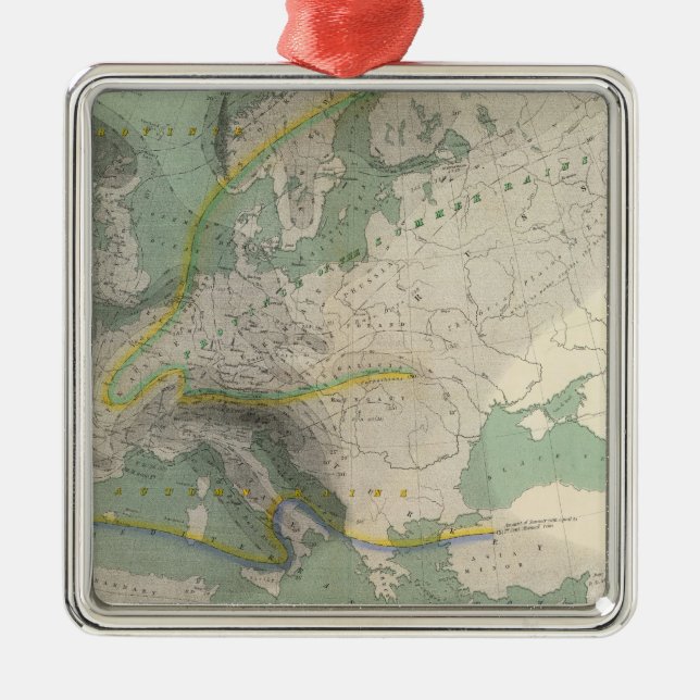 Ornamento De Metal Mapa Europa de Hyetographic (Frente)