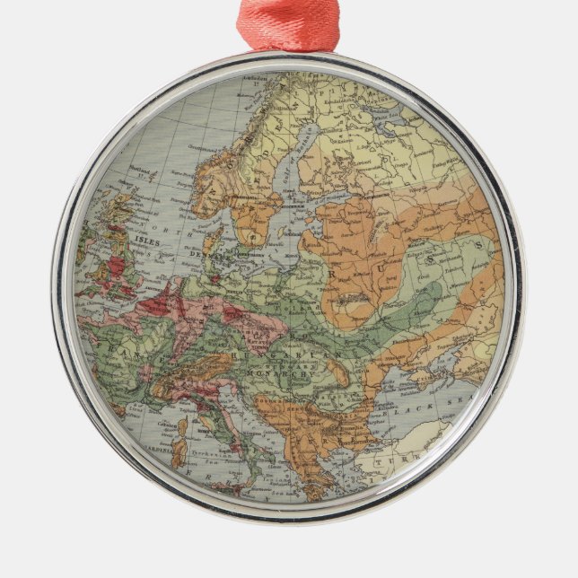 Ornamento De Metal Mapa europeu da densidade populacional | (Frente)