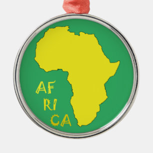 Ornamento De Metal Mapa Funky Yellow Africa