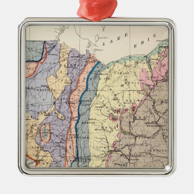 Ornamento De Metal Mapa Geological de Ohio (Frente)