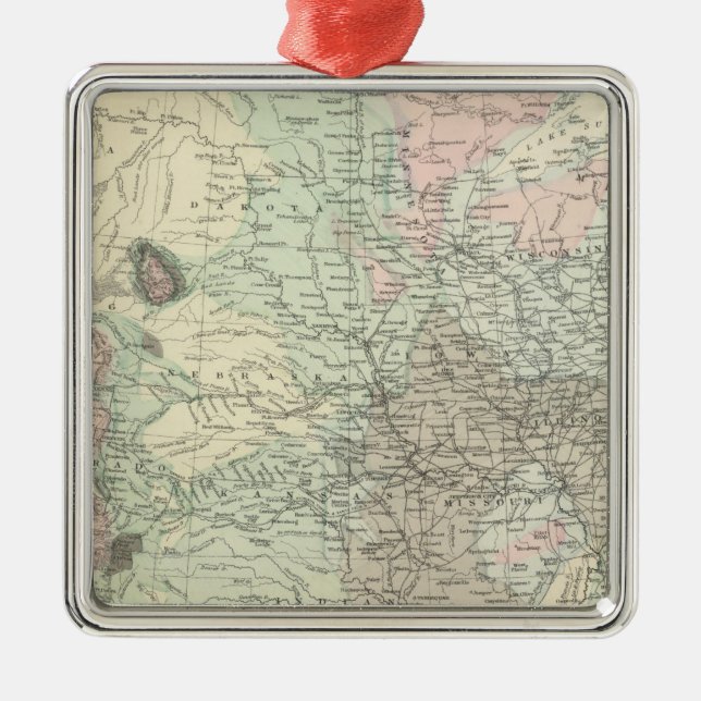 Ornamento De Metal Mapa Geológico dos Estados Unidos (Frente)