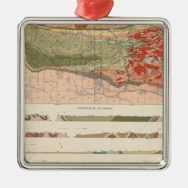 Ornamento De Metal Mapa Geológico Geral do Distrito de Marquette (Frente)