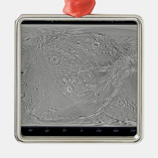 Ornamento De Metal Mapa global da lua de Saturno Dione (Frente)