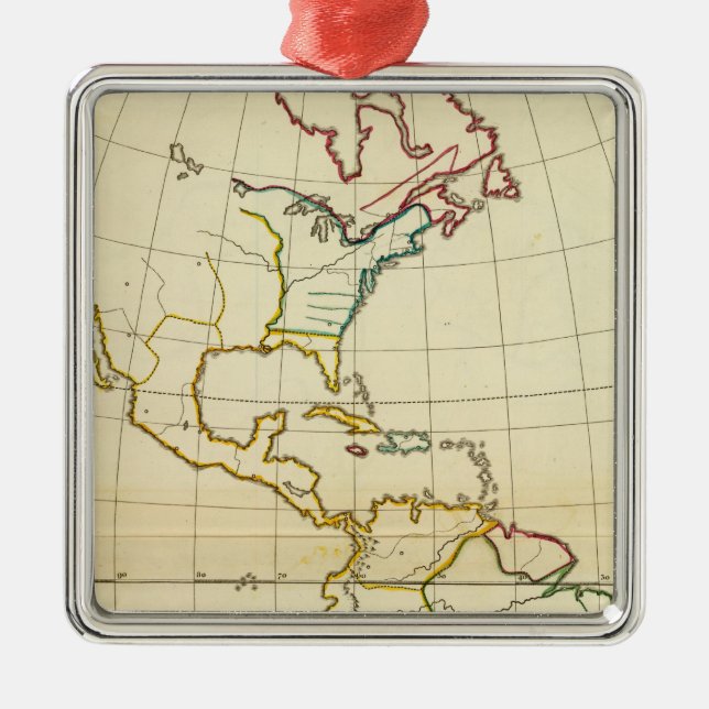 Ornamento De Metal Mapa liso América (Frente)