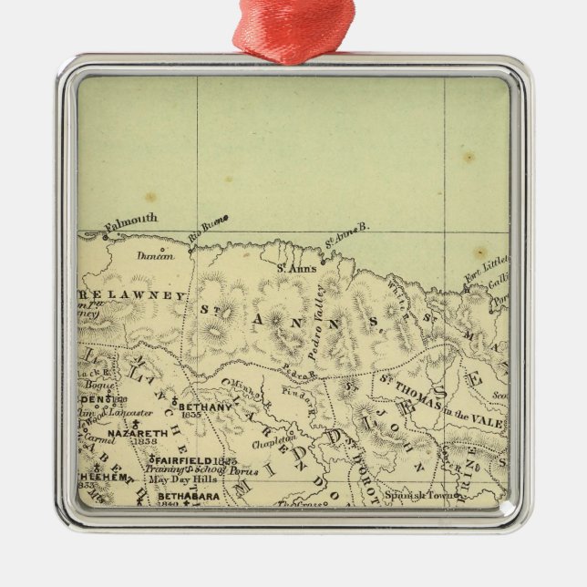 Ornamento De Metal Mapa litográfico da Jamaica (Frente)