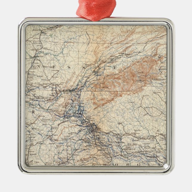 Ornamento De Metal Mapa militar, WT Sherman (Frente)