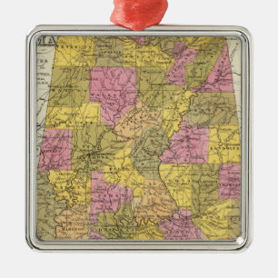 Ornamento De Metal Mapa novo de Alabama