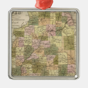 Ornamento De Metal Mapa novo de Illinois 2