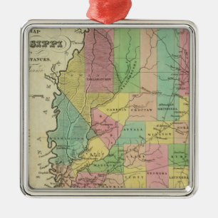 Ornamento De Metal Mapa novo de Mississippi 2