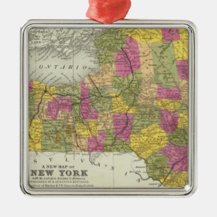 Ornamento De Metal Mapa novo de New York 2