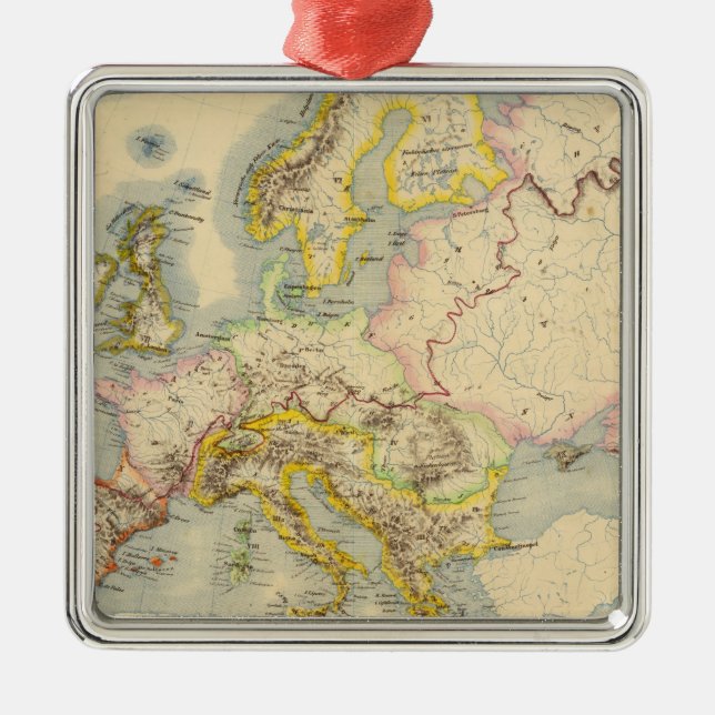 Ornamento De Metal Mapa Orographic de Europa (Frente)