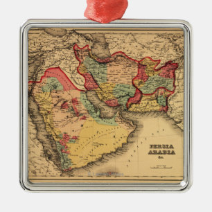 Ornamento De Metal Mapa panorâmico de Médio Oriente "Persia Arábia
