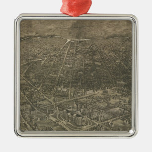 Ornamento De Metal Mapa pictórico do vintage de Denver Colorado