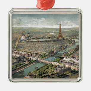 Ornamento De Metal Mapa Pictórico Vintage de Paris (1900)