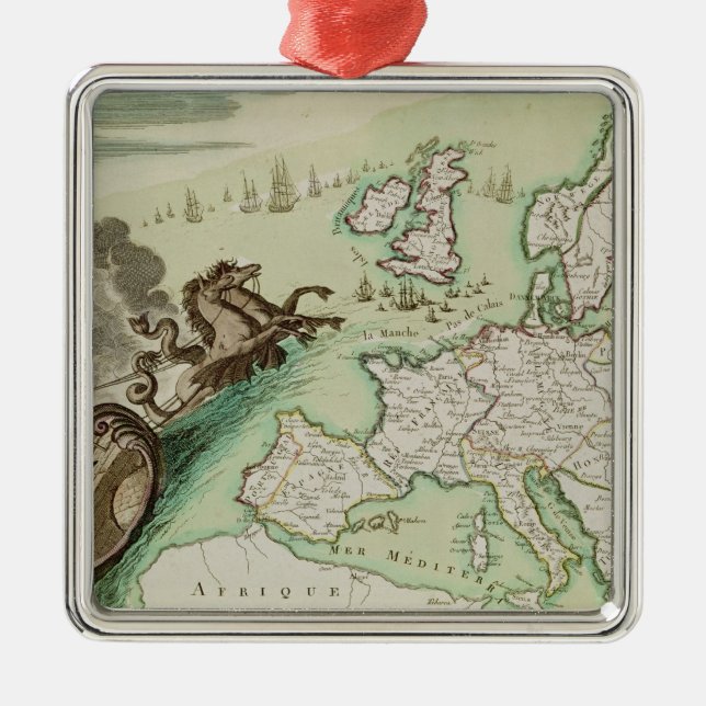 Ornamento De Metal Mapa que ilustra o ataque naval em Inglaterra (Frente)