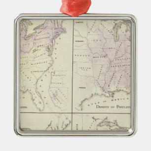 Ornamento De Metal Mapas de recenseamento dos Estados Unidos em 1870