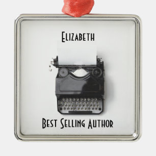 Ornamento De Metal Máquina de escrever velha para o autor,