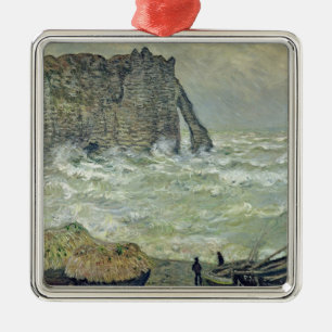 Ornamento De Metal Mar áspero de Claude Monet em Etretat, 1883
