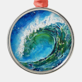 Ornamento De Metal Mar do oceano da onda da pintura a óleo das belas