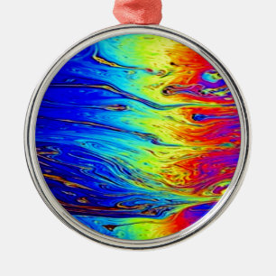 Ornamento De Metal Marbled Rainbow Artwork Beautiful