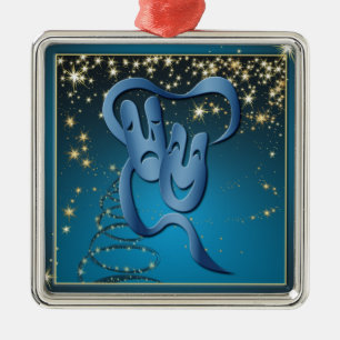 Ornamento De Metal Marcha Azul de Teatro Comédia Tragédia Máscara Azu