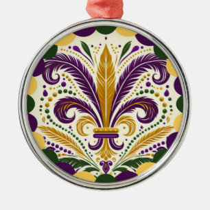 Ornamento De Metal Mardi Gras fleur-de-lis