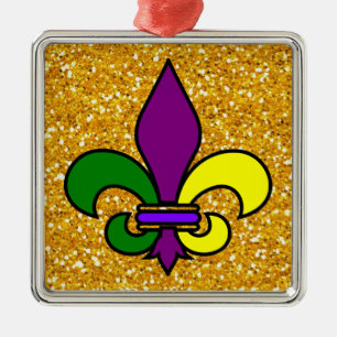 Ornamento De Metal Mardi Gras - Fleur de Lis - SRF