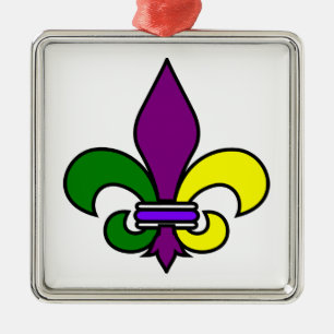 Ornamento De Metal Mardi Gras - Fleur de Lis - SRF