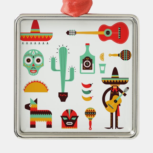 Ornamento De Metal mariachi mexicano (Frente)