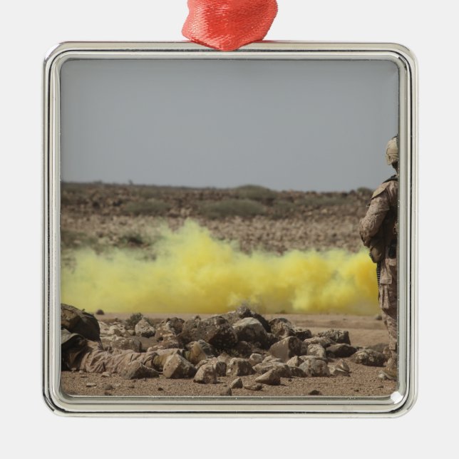 Ornamento De Metal Marines dão segurança (Frente)